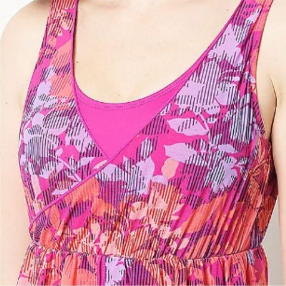 Denim & Co Beach Layered Swim Dress Fuchsia Sz 22 - Picture 3 of 5